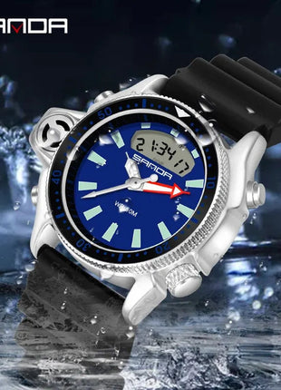 SANDA Sport orologio digitale al quarzo da uomo orologi subacquei creativi orologio da uomo con allarme impermeabile orologio con doppio Display Relogio Masculino platinumshop