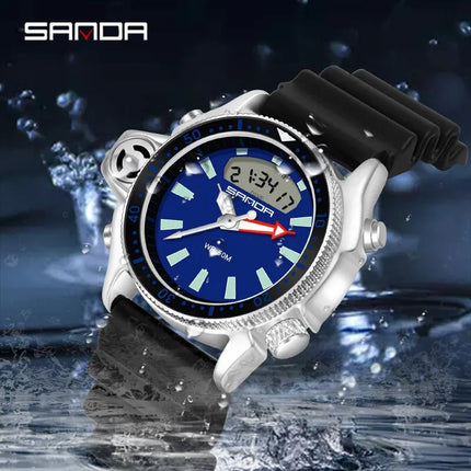 SANDA Sport orologio digitale al quarzo da uomo orologi subacquei creativi orologio da uomo con allarme impermeabile orologio con doppio Display Relogio Masculino platinumshop
