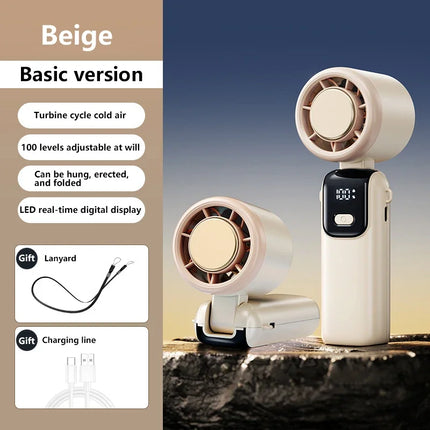Ventilatore da tavolo USB Lenovo Fast Chill Ice Compress pieghevole/da appendere, con funzione di raffreddamento a ghiaccio, portatile, 100 velocità, Turbo, per esterni