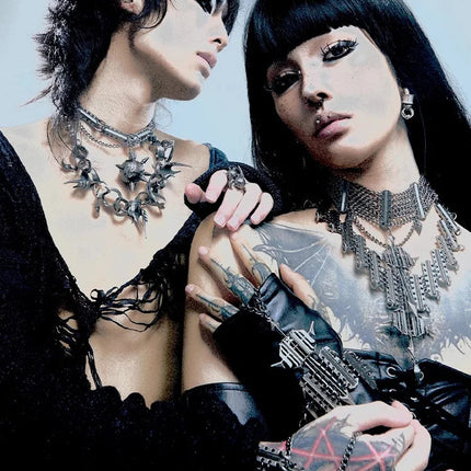 Set di Gioielli Punk Rock per Donne e Uomini, Collane e Anelli con Ciondolo a Croce Gotica, Collezione di Accessori Gioiello Audaci platinumshop