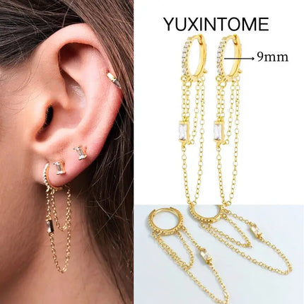 White Color Zircon Hoop Earrings 925 Sterling Silver Needle Cross/Star/Flower/Water Drop Pendant Gold Earrings Luxury Jewelry PlatiNum