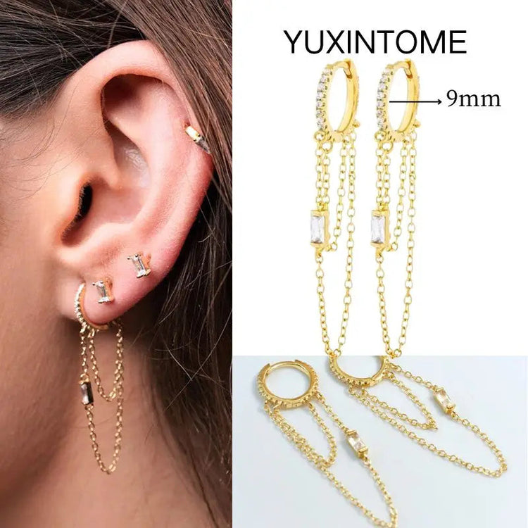 White Color Zircon Hoop Earrings 925 Sterling Silver Needle Cross/Star/Flower/Water Drop Pendant Gold Earrings Luxury Jewelry PlatiNum