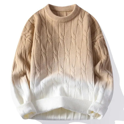 New Trendy Autumn and Winter Jacquard Pattern Pullover Sweater Casual Round Neck Color-Blocking Knit Men's Pullover