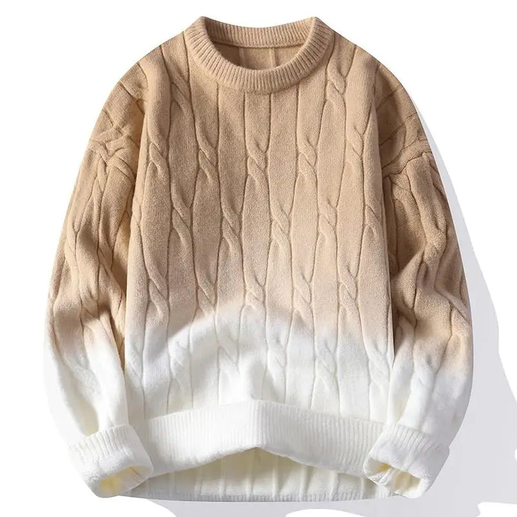 New Trendy Autumn and Winter Jacquard Pattern Pullover Sweater Casual Round Neck Color-Blocking Knit Men's Pullover