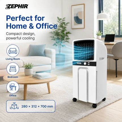 Raffrescatore d'Aria Portatile 6L 65W, Condizionatore Evaporativo a 3 Velocità con Ventola di Raffreddamento ad Acqua e Ruote per Casa, Camera da Letto, Ufficio