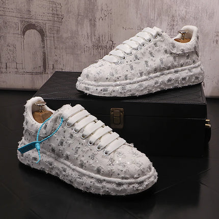 New Fashion Men Embroidery Canvas glitter Loafers Mens Casual Oxford Shoes Wedding Groom Driving Homecoming Business Footwear
