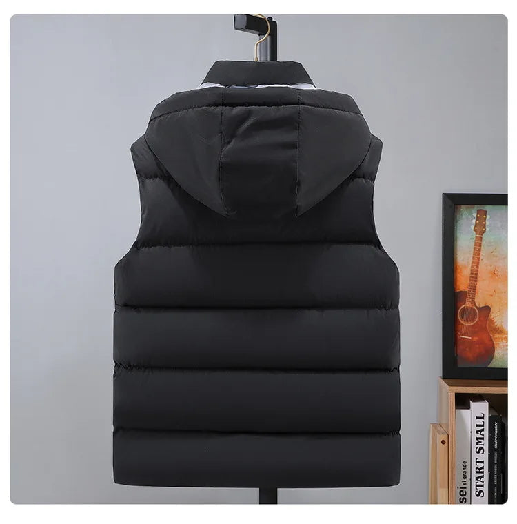 Hooded New Spring Autumn Sleeveless Jacket for Men Fashion Warm Hooded Male Winter Vest Light Plus Size Mens Work Vest Waistcoat