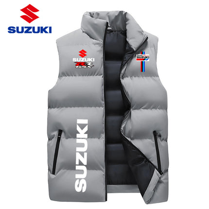 2026 New Men's Suzuki Full-Zip Thermal Sleeveless Stand Collar Cotton Jacket Vest, Winter Fashion Men's Outerwear