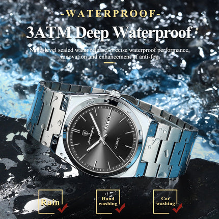 POEDAGAR Orologio da polso al quarzo da uomo di lusso Impermeabile luminoso Data Settimana Orologio da uomo Orologi da uomo d'affari in acciaio inossidabile platinumshop