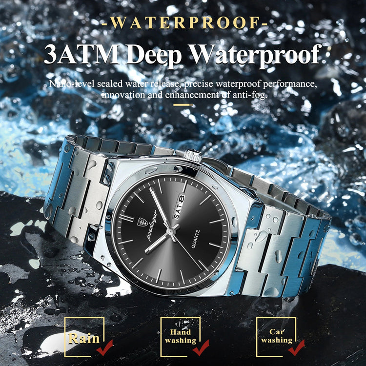 POEDAGAR Orologio da polso al quarzo da uomo di lusso Impermeabile luminoso Data Settimana Orologio da uomo Orologi da uomo d'affari in acciaio inossidabile platinumshop