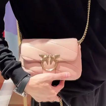 Nuova Borsa a Tracolla/Crossbody da Donna 2026 Ispirata a Pinko in Tweed con Cigno, in Vera Pelle