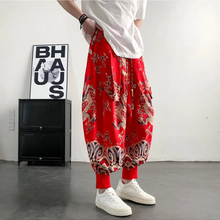 Pantaloni Estivi da Uomo 2026 in Cotone Leggero Sottile Comodi da Spiaggia, Pantaloni Larghi Casual Hip Hop Stampati, Pantaloni Jogger Oversize alla Moda