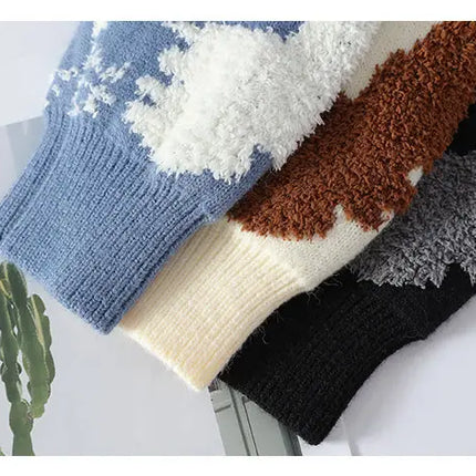 Autumn Winter Men Knitted Sweater Panda Printing Casual Round Neck Pullovers Sweater Designer Quality Men Clothing Jumper