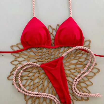 2026 Nuovo Sexy Micro Bikini Brasiliano da Donna, Set Bikini Halter con Perizoma, Costume da Bagno per Feste e Spiaggia PlatiNum