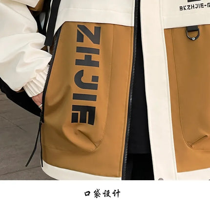 Fashion 2026 Spring Autumn Men's Hooded Casual Jacket Outdoor Windproof Loose Technical Coat Youth Streetwear Top Parka Clothing