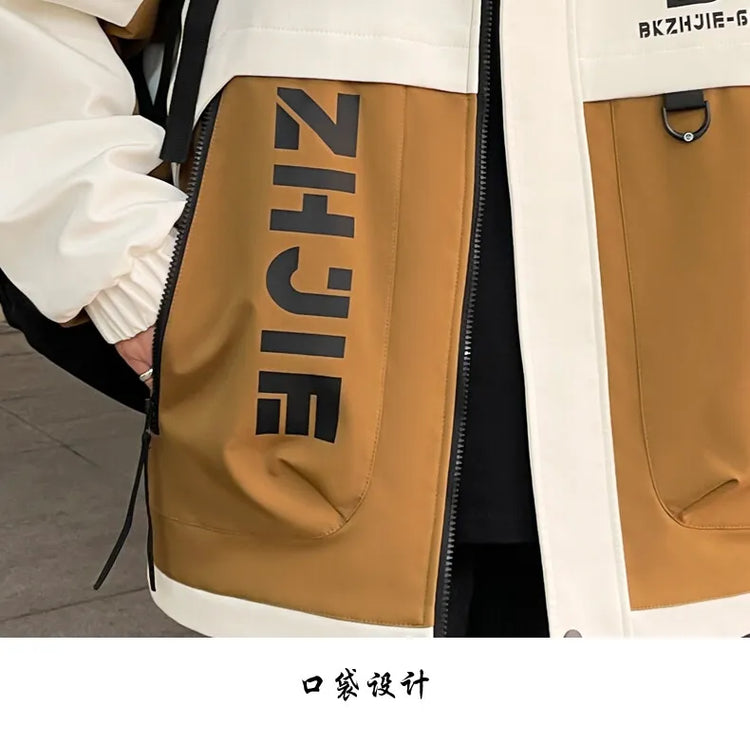 Fashion 2026 Spring Autumn Men's Hooded Casual Jacket Outdoor Windproof Loose Technical Coat Youth Streetwear Top Parka Clothing