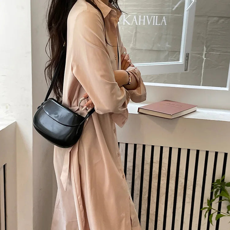 Womens Small Messenger Bag Solid PU Leather Shiny Shoulder Bag Fashion Saddle Bags Flip Buckle Phone Coin Purse Lipstick Storage PlatiNum