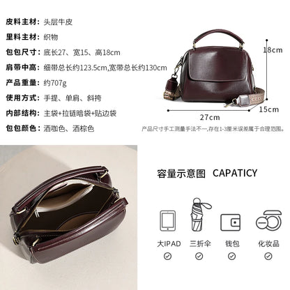 Women's Vintage Genuine Leather Handbags. Top grain cowhide leather, Single shoulder cross body bags,Luxury Designer Handbags
