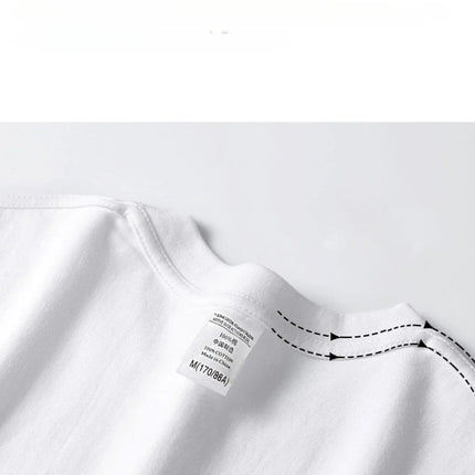 Beige 300g Heavyweight Cotton Short Sleeved T-shirt Summer Round Neck Loose and Base Shirt for Men Women Basic Tee PlatiNum