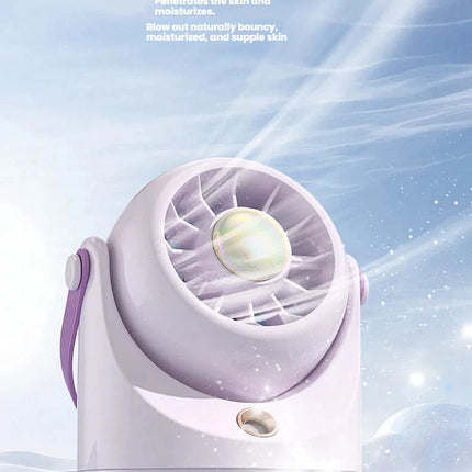 Ventilatore Portatile da Tavolo con Nebulizzatore d'Aria Fredda, Ricarica USB, Raffreddamento ad Acqua, Ventilatore Turbo con Umidificazione, Compatto Ventilatore Personale con Nebbia
