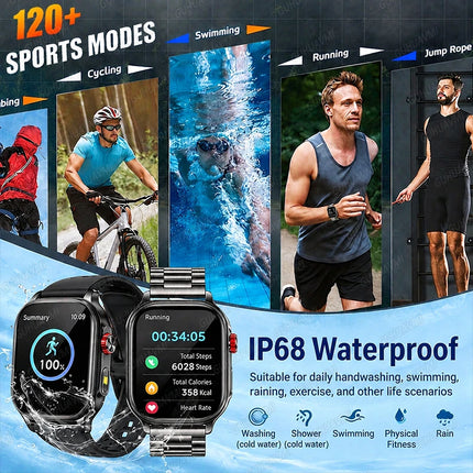 2026New Smart Watch Fitness Clock Men 2.01" AMOLED Screen 1400mAh 130+ Days Battery Life Flashlight Call Waterproof Smartwatches
