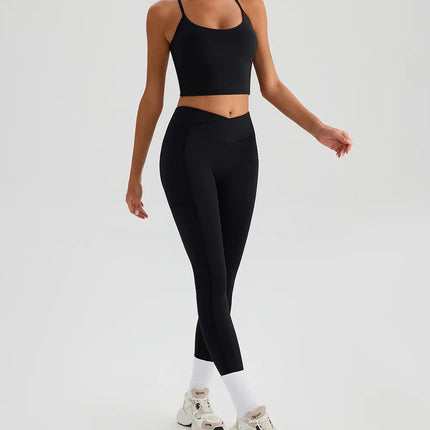 Women Gym Sports Leggings Workout Yoga Pants With Pockets High Waist Tights Fitness Pants Outdoors Running Training Trousers PlatiNum