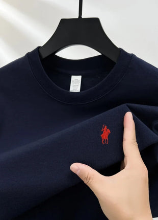 T-shirt homme col rond manches courtes 100 % pur coton, vente chaude, marque de luxe, été, broderie exquise, poney, haut respirant