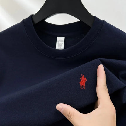 Men's Round Neck Short Sleeve 100% Pure Cotton T-shirt Hot Sale Luxury Brand Summer Exquisite Embroidery Pony Breathable Top