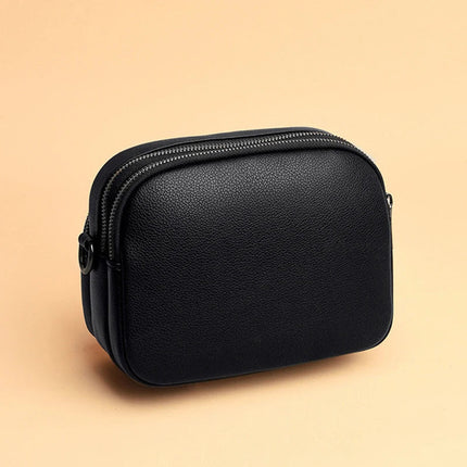 Solid Color Fashionable Rivet Zipper Women's Mobile Phone Bag Simple Soft Leather Shoulder Crossbody Small Square Bag Handbag PlatiNum