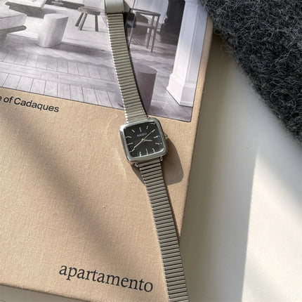 Orologio al quarzo semplice di marca per donna Orologi da donna regalo di lusso retrò Orologi da polso con cinturino in acciaio inossidabile regolabile con quadrante piccolo platinumshop