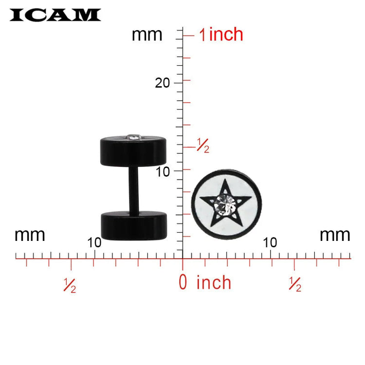 ICAM Orecchini in acciaio inossidabile al titanio medico stile punk Donna Uomo Bilanciere Manubri Punk Gotico Orecchino penetrante per uomo platinumshop