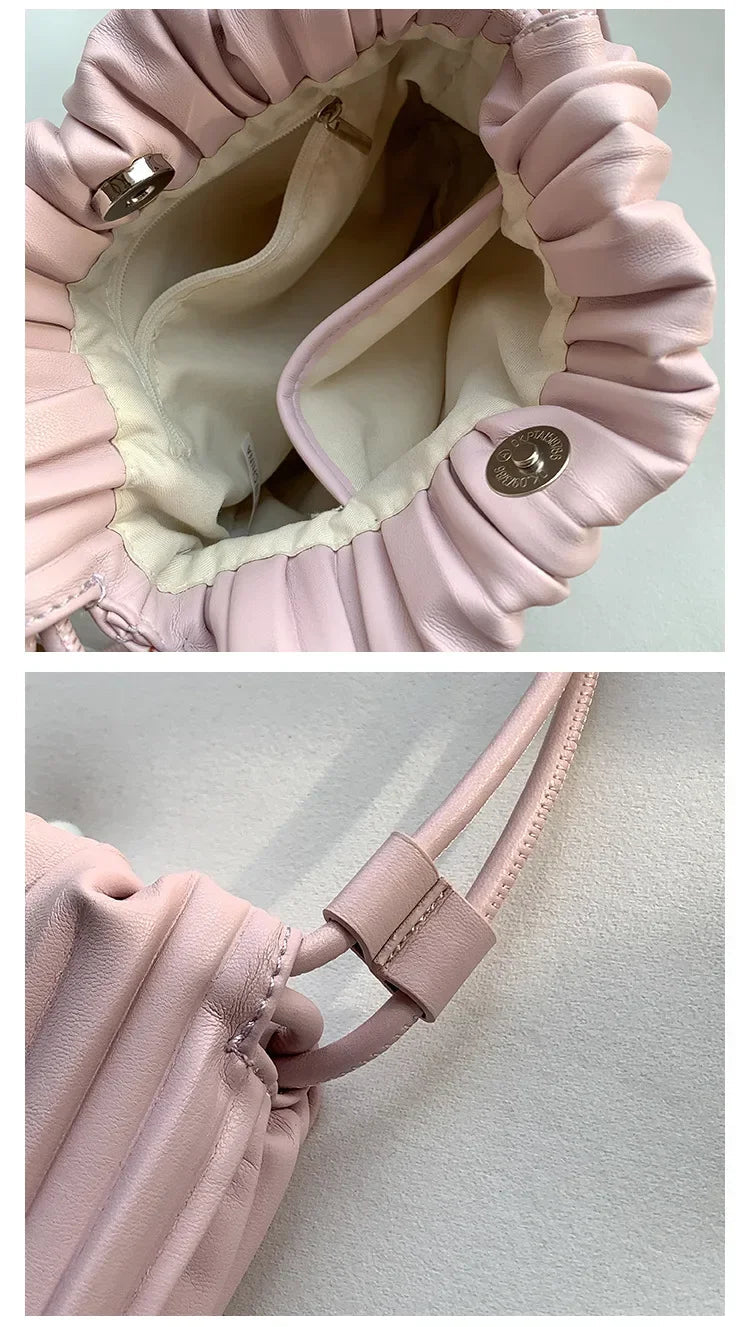 Summer Fashion New Crossbody Bag Women's PU Single Shoulder Mini Bag Luxury Versatile Pleated Casual Small Square Bag Handbags PlatiNum