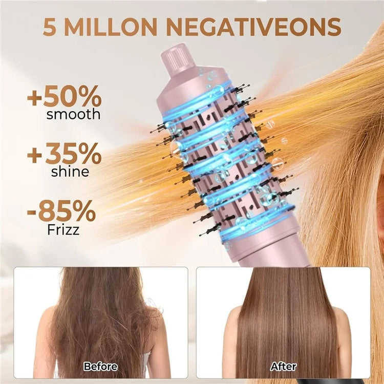 3-in-1 Hair Dryer Brush, One Step Hair Style, Volumizer, Straightener, Curler, Automatic Rotating Hot Air Brush with 2-Inch and