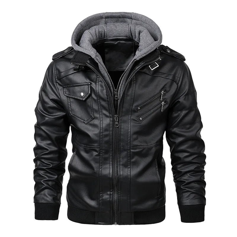 KB New Men's Leather Jackets Autumn Casual Motorcycle PU Jacket Biker Leather Coats Brand Clothing EU Size SA722 black