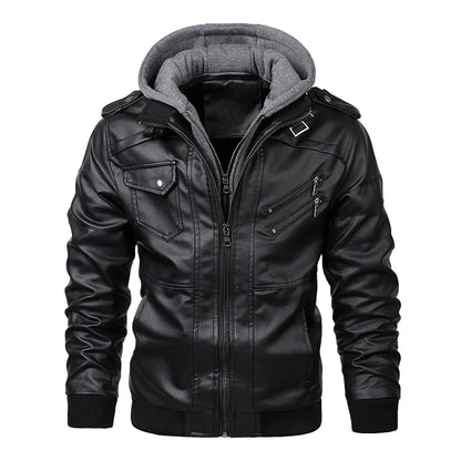 KB New Men's Leather Jackets Autumn Casual Motorcycle PU Jacket Biker Leather Coats Brand Clothing EU Size SA722 black