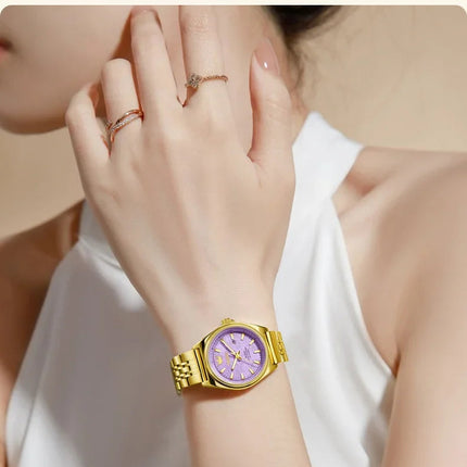 OLEVS 3703 Orologio da donna Orologio al quarzo con calendario di lusso Orologio da polso da donna impermeabile con specchio ad alta durezza 30M platinumshop