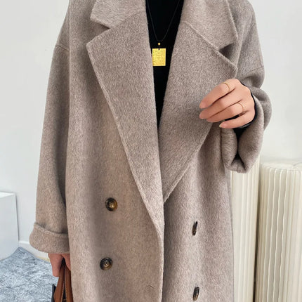 Women And Men Unisex Thicken Warm X-long Alpaca Woolen Overcoat Winter Cashmere Wool Maxi Loose Coat Oversize Cloak Outsize