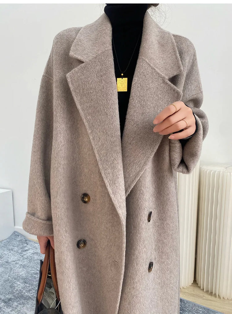 Women And Men Unisex Thicken Warm X-long Alpaca Woolen Overcoat Winter Cashmere Wool Maxi Loose Coat Oversize Cloak Outsize