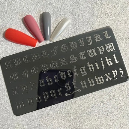 Gothic Cross Nail Stamping Plate Dark Rosary Cross Stainless Steel Punk Nail Art Stencil for DIY Manicure