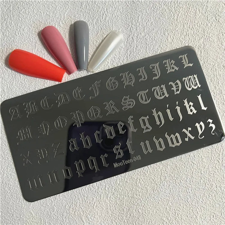 Gothic Cross Nail Stamping Plate Dark Rosary Cross Stainless Steel Punk Nail Art Stencil for DIY Manicure