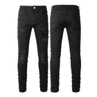 Skinny Hole Jeans for Men Vintage Pencil Pants Straight Ankle Length Trousers Washed Distressed Denims 2024 Autumn Streetwear PlatiNum