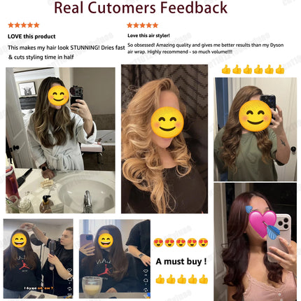 Hot Air Dryer Brush Multil Hair Styler Hair Dryer 30/40mm Auto Curling Barrels and Hair Strightenting Nozzle Hot Air Brush Wrap