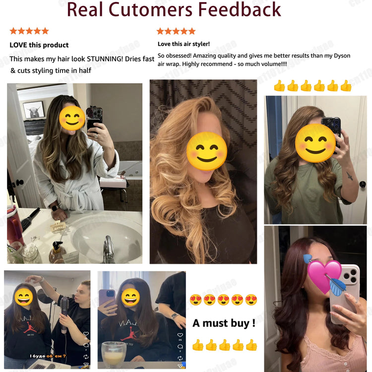 Hot Air Dryer Brush Multil Hair Styler Hair Dryer 30/40mm Auto Curling Barrels and Hair Strightenting Nozzle Hot Air Brush Wrap