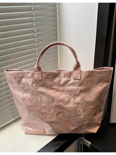 Tote Bag, Retro Letter, Casual Versatile Handbag, Minimalist Transparent, Simple, Commuter, Large-capacity Bag for Women