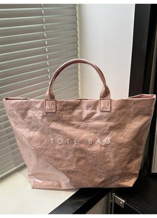 Tote Bag, Retro Letter, Casual Versatile Handbag, Minimalist Transparent, Simple, Commuter, Large-capacity Bag for Women PlatiNum