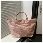 Tote Bag, Retro Letter, Casual Versatile Handbag, Minimalist Transparent, Simple, Commuter, Large-capacity Bag for Women PlatiNum