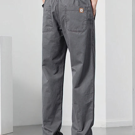 Straight Casual Cargo Pants Men Wide Leg Brown Long Cargo Business Work Trousers Drawstring Baggy Sweatpants Male