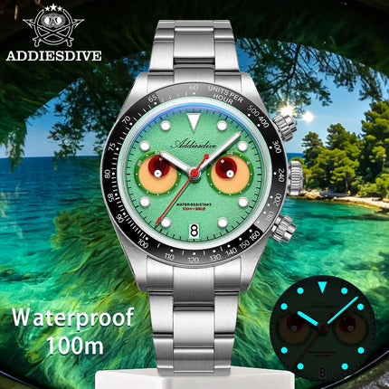ADDIESDIVE Luxury Men's Watch AD2557 VK64 Quartz Chronograph 40mm Ceramic Bezel BGW9 Luminous 100M Waterproof Fashion Watch