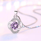 Collane e pendenti da donna in argento sterling 925 con ametista a forma di fiore, gioielli alla moda per matrimoni e feste. PlatiNum