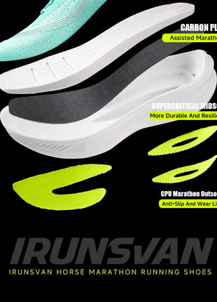 IRUNSVAN Men's Carbon Plate Sneakers Professional Marathon Racing Running Shoes High Quality  Shoes Comfortable Sports Shoe PlatiNum